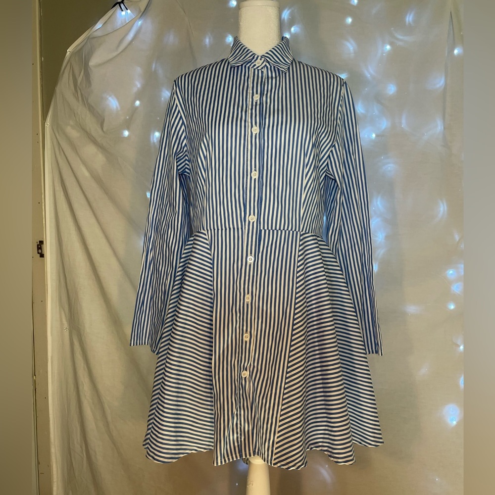 No Garment Tag ! Worn Once ! Size is about a Medium ! Blue and White Striped !